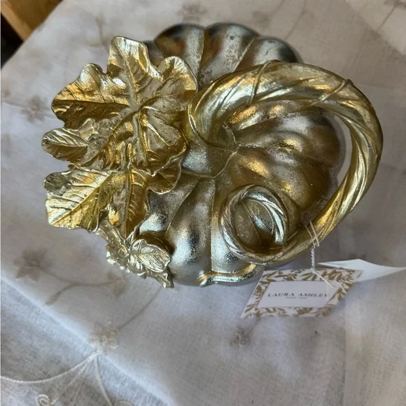 Laura Ashley Metallic Gold Pumpkin Accent - Picture 3 of 3